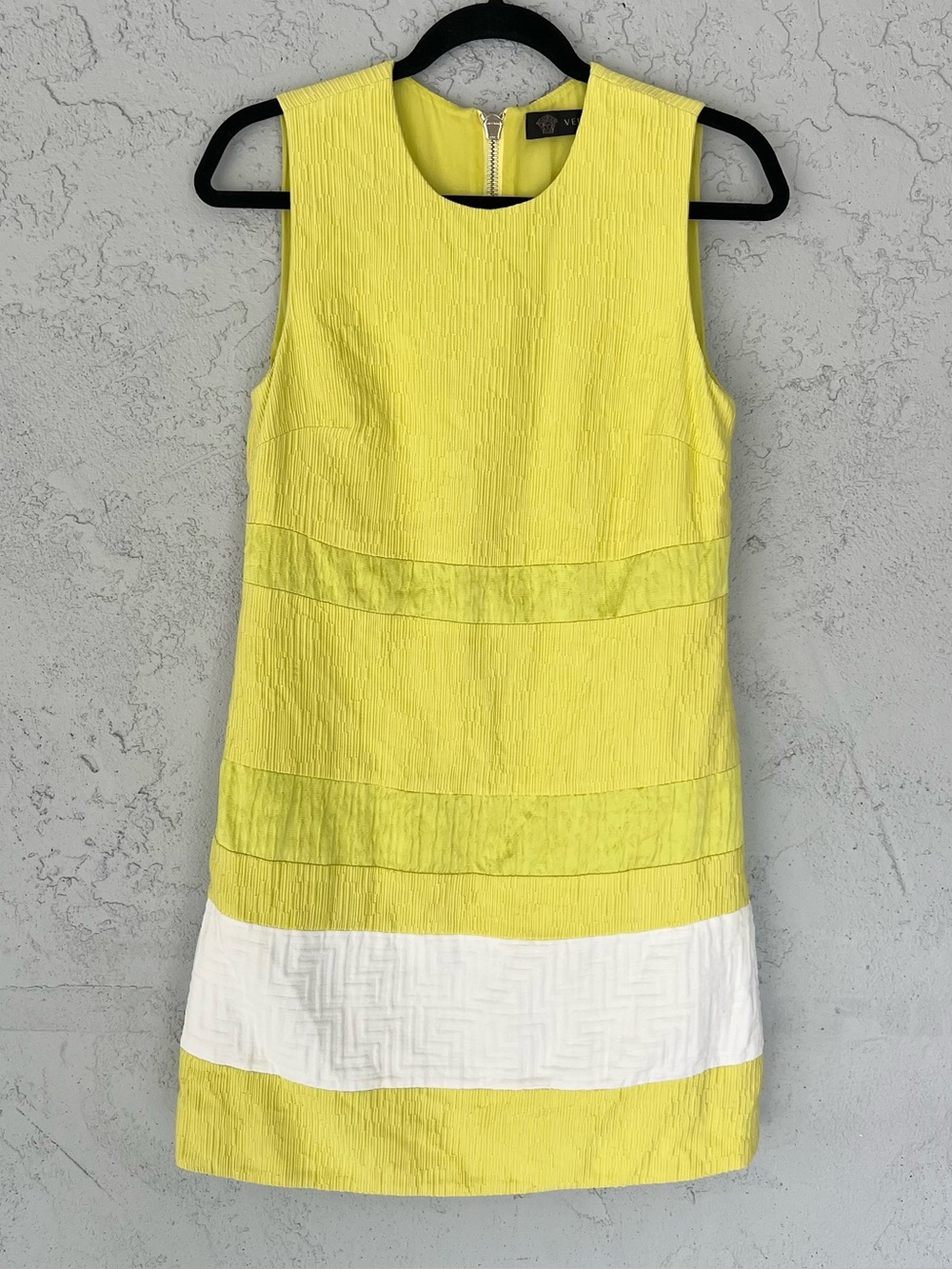 Versace 2000s Lemon Cotton Linen Sleeveless A-Line Dress Size 40 US S